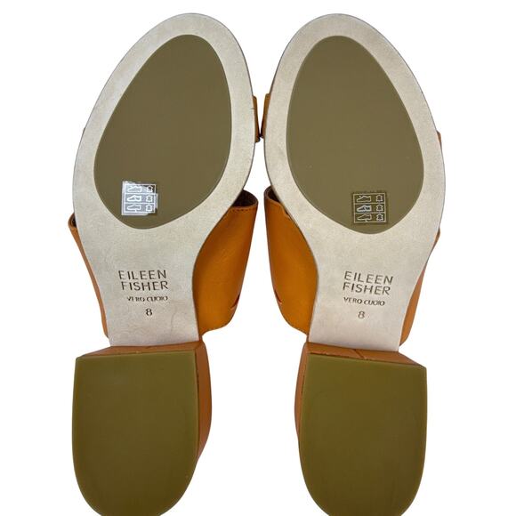 Eileen Fisher Rome Mule Sandal Womens 8 Orange Leather Straps Slip On Block Heel main image 8